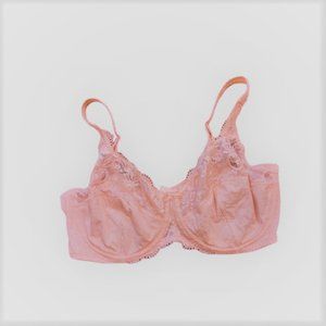 Vintage Pink Lace Barely Breezies Cottagecore Underwire Bra